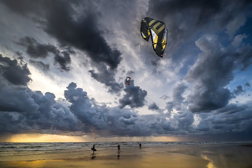 Kite surfers before the storm by Hanneke Rila