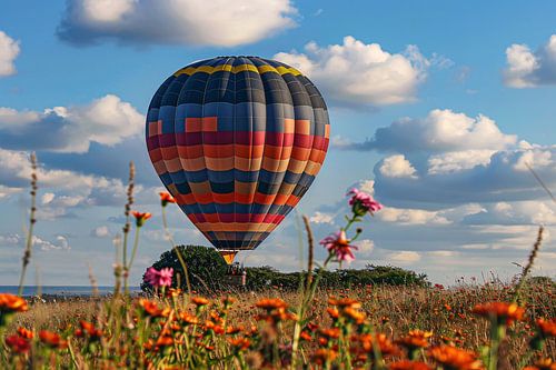 Luchtballon boven Bloemenveld