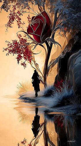 roos in rood, zwart of goud