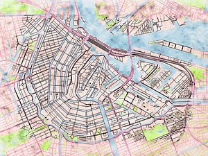Karte von Amsterdam centrum im stil 'Soothing Spring'