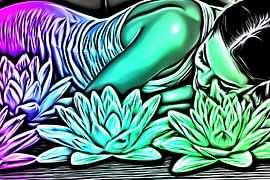 Frau mit Blumen Frau mit Seerosen