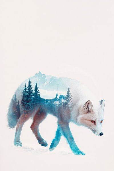 Sneeuwvos in het bos van Poster Art Shop