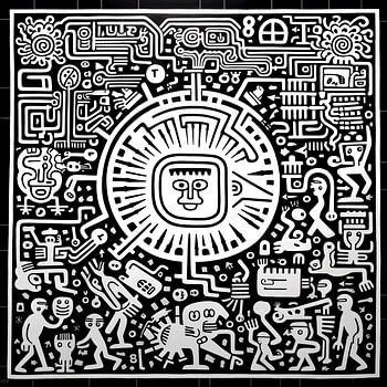 Egocentrisch abstract stijl Keith Haring