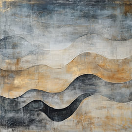 Sereen golvend landschap in goud en aardetinten van Wilma Mesman