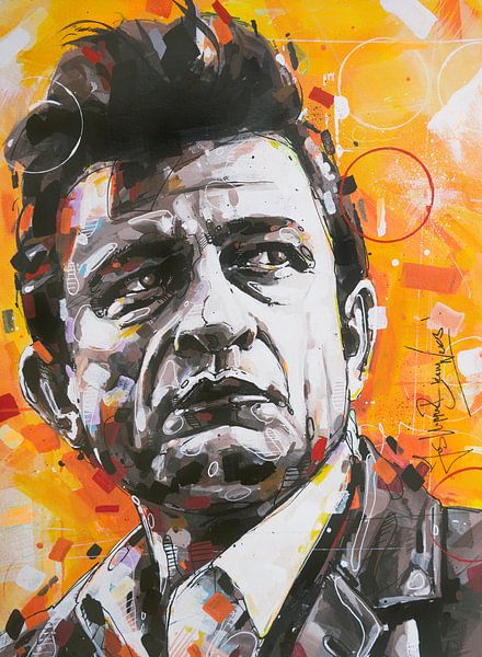Johnny Cash painting by Jos Hoppenbrouwers