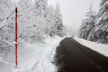 Straße im verschneiten Schwarzwald von Thomas Marx