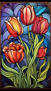 Tulipes (vitrail) sur Harry Herman