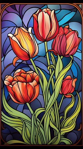 Tulips (glas in lood)
