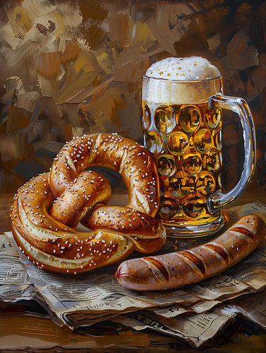 Beierse snack met pretzel en witte worst