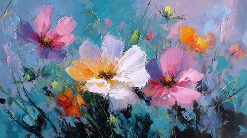 Kleurrijke wilde bloemen acryl panorama