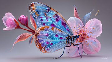 vlinder op bloem van Gelissen Artworks