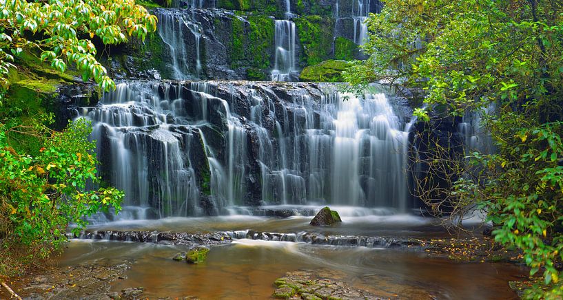 Purakaunui Falls, Catlins, ZuiderEeiland, Nieuw Zeeland van Henk Meijer Photography
