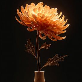 Gold glowing chrysanthemum in modern minimalist style by But First Framing