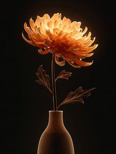 Gold leuchtende Chrysantheme im modernen minimalistischen Stil