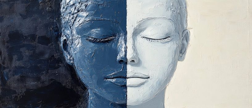 Deux moitiés de visage en couleurs contrastées par Poster Art Shop