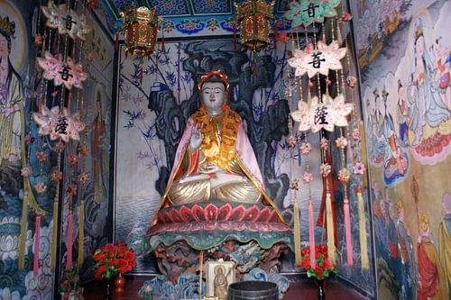 Guanyin Buddhistisch Afgodsbeeld in Niche 01