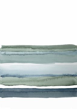 Aquarel blauw groene strepen van Ela Szczepaniak