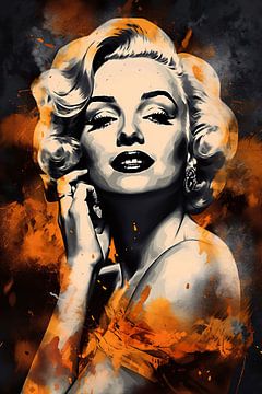 Marilyn Monroe Ikone mit feurigen Spritzern von De Muurdecoratie