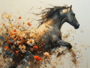 Danse du vent d'automne - Cheval en fleurs sur Eva Lee