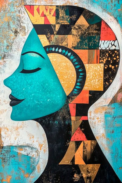 Creatief portret van een vrouw in felle kleuren van Poster Art Shop
