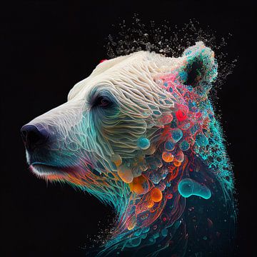 Colourful illustration of a majestic polar bear by Henk van Holten