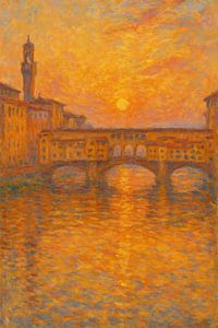Florenz Ewiges Glühen - Ponte Vecchio Sonnenuntergang Landschaft