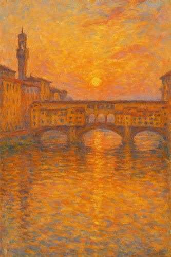 Florence Eeuwige gloed - Ponte Vecchio Zonsondergang Landschap