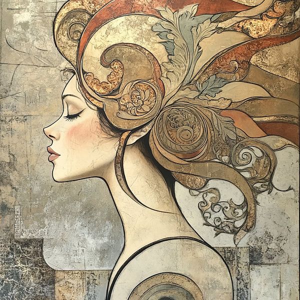 Frau mit Locken | Frau Haar von Kunst Laune
