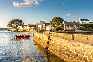 The Pont de Saint-Cado with a view of the Ile de Saint-Cado, Brittany