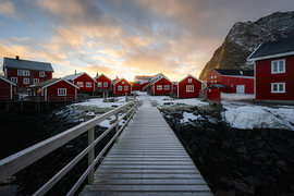 Rorbue rouge à Reine, dans les Lofoten