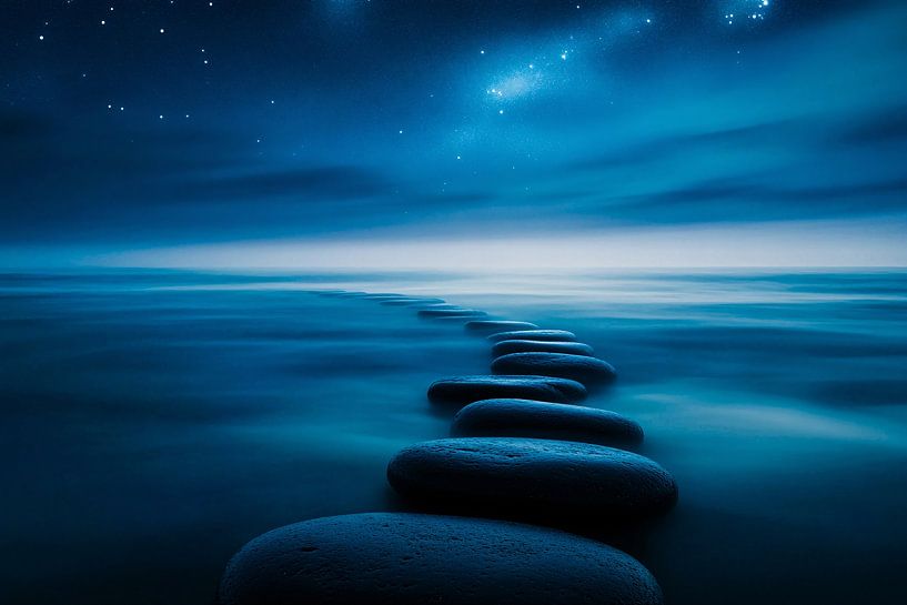 Chemin sous le ciel étoilé en bleu par Art & Soul Creations