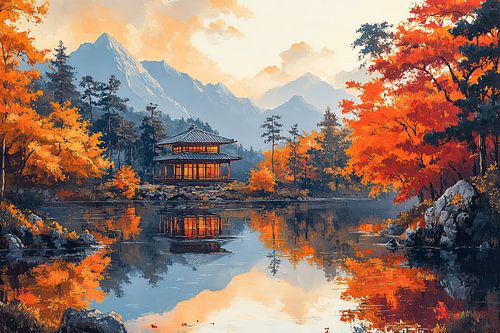 schilderachtige japanse kunst landschap