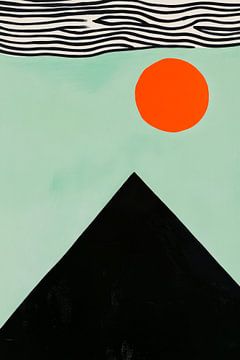 Paysage de montagne minimaliste avec soleil sur Poster Art Shop
