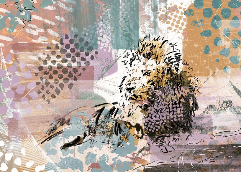 Lion - mixed media from Big 5 series by Emiel de Lange