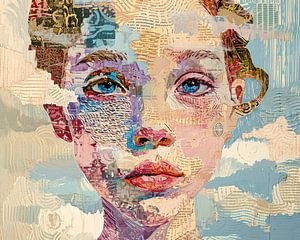 Femme Collage Art | Portrait moderne sur Caprices d'Art