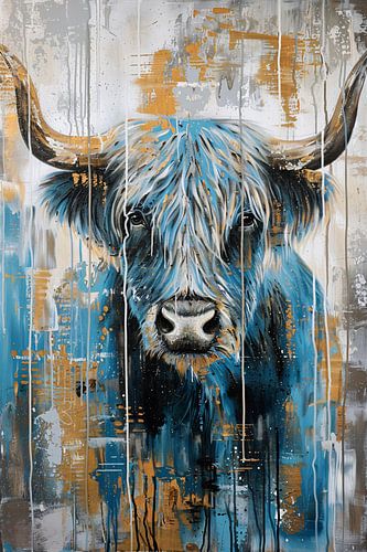 Expressief schilderij van Schotse hooglander