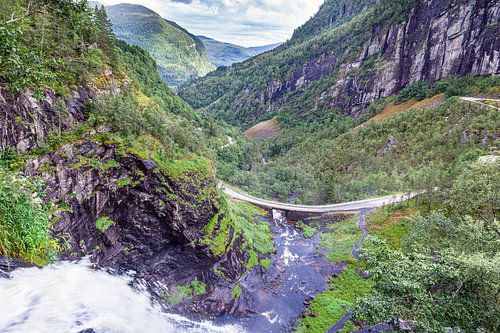 Skjervsfossen waterfall at Vossevangen in Norway