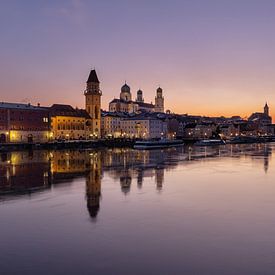 Passau, view from the Prinzregenten-Luitpold Bridge at sunset by Thomas Rieger