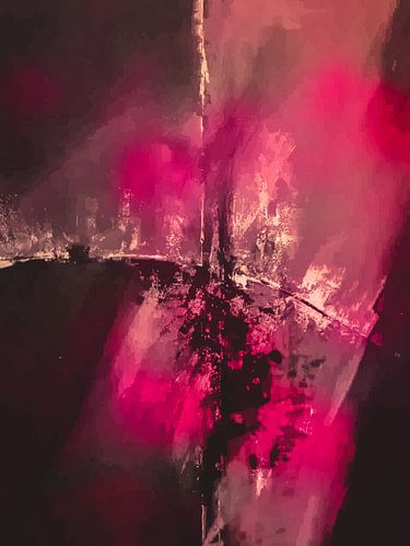 Modern, Abstract Digitaal Kunstwerk in Rood Zwart