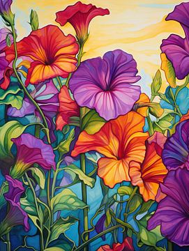 Petunia Schilderij | Floral Sunrise Symphony van I ❤ Bloemen