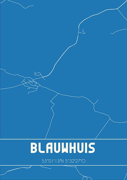 Blauwdruk | Landkaart | Blauwhuis (Fryslan) van Stad & Wand