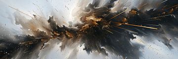 Abstract elegance panorama in gold black and white by Digitale Schilderijen