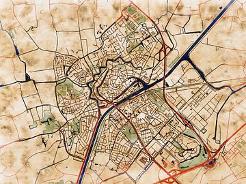 Kaart van Middelburg in de stijl 'Serene Summer' van Maporia