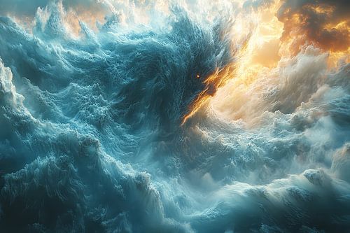 spiritual painting storm waves raging ocean