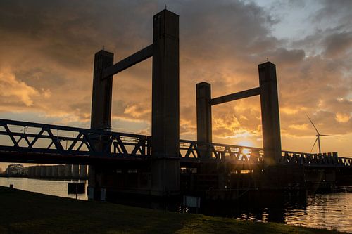 Calland Brücke Rozenburg Südholland Brücke Sonnenuntergang Untergang