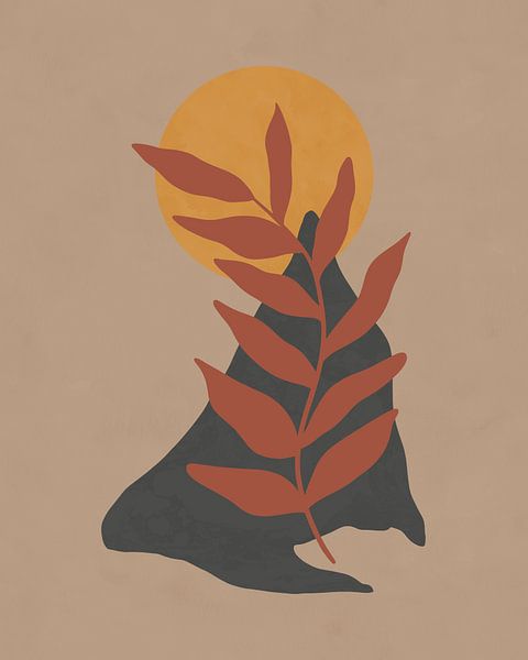 Abstract landscape with a terracotta red plant by Tanja Udelhofen