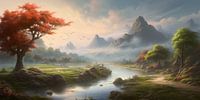 Asian landscape and beautiful mountains
