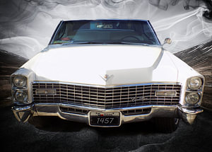 White Cadillac in the Country Road