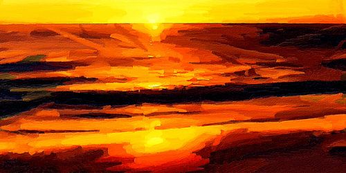 Sea view at dusk Digital painting