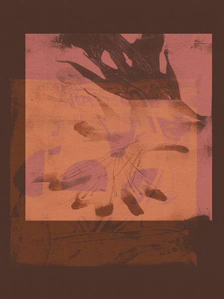 Moderne abstrakte minimalistische Malerei in Neon- und Erdtönen von Dina Dankers